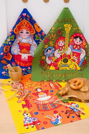 Натали Полотенце 581092 Набор кухонных полотенец Матрешки желтый/зеленый