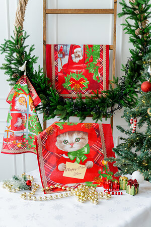 Натали Полотенце 581116 Полотенце кухонное Новогодние открытки в ассортименте