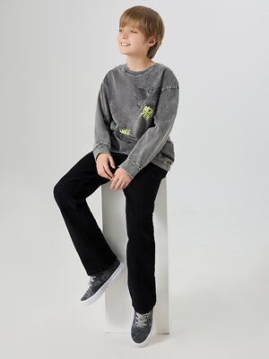 MARK FORMELLE Лонгслив 581704 123434/1 ACID WASH графит +печать