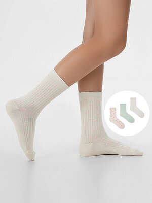 MARK FORMELLE Детские носки 582375 430A-3165 молочный /св.оливка /розовый меланж/
