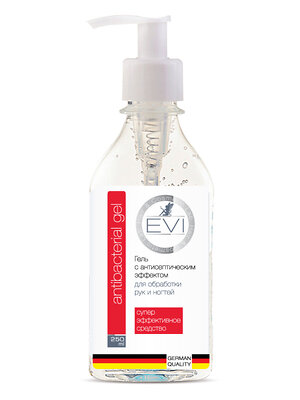 EVI professional Антибактериальный гель для обработки рук и ногтей с дозатором, 250 мл 582477 16857 