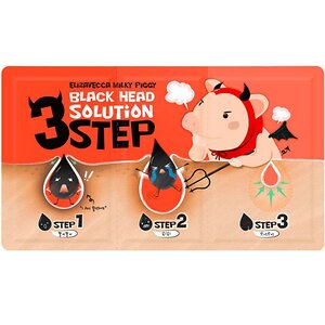 Elizavecca Набор для очищения кожи носа от чёрных точек / Milky Piggy Black Head Solution 3 Step Nose Strip, 10 мл 582496 14908 