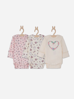 MARK FORMELLE Боди детское 582594 13016-1-3 молочный +котики с цветами на молочном +цветочки на розовом