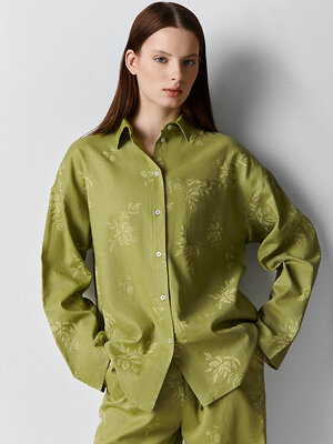 MARK FORMELLE Рубашка 583306 502985-1 цветы на оливковом