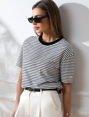 VILATTE Футболка 583411 D49.144 белый-черный