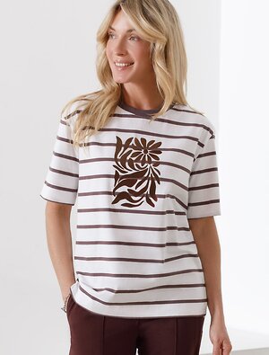 VILATTE Футболка 583413 D49.145 белый-кофе_цветок