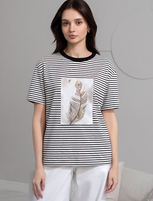 VILATTE Футболка 583415 D49.145 белый-черный_перо