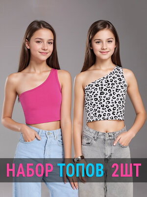 Апрель Топ 583512 2ДНМ5727804н ярко-розовый+черный леопард на белом