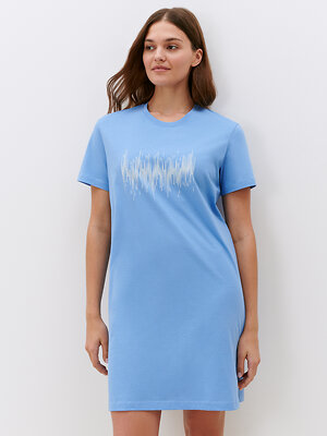 Omsa Платье 583601 OmD 0511D TENERO Платье-Туника женское (втачной  рукав), СО Azzurro (Голубой)