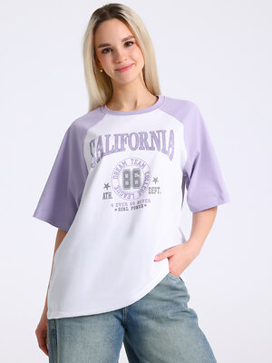 Апрель Футболка 583790 1ЖДФК5037001 белый+светло-сиреневый