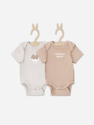 MARK FORMELLE Боди детское 583815 13015-1-2 серо-коричневый +бежевый +печать