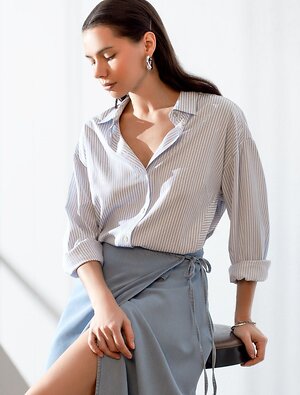 VILATTE Блузка 583963 D29.316 белый-голубой