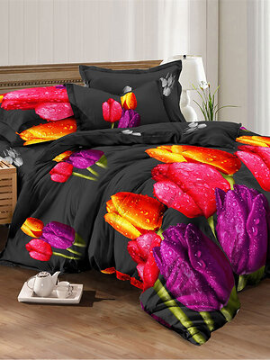 Текс-плюс КПБ Общий 584268 НФ-00000189 Тюльпаны на черном