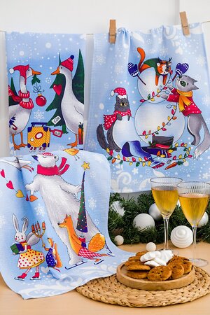 Натали Полотенце 586358 Полотенце кухонное Зимушка зима белый/голубой