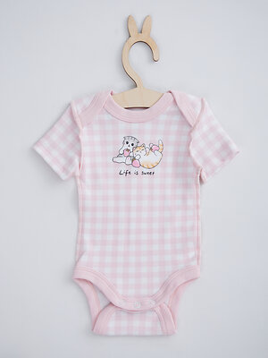 MARK FORMELLE Боди детское 586620 13015-1-2 розовая клетка на белом +клубничка на белом