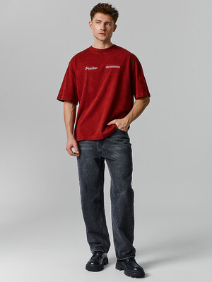 MARK FORMELLE Футболка 586893 111883 ACID WASH портвейн +печать1