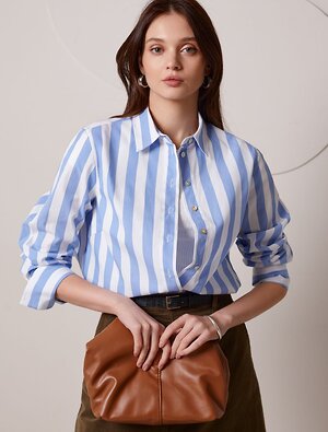 VILATTE Блузка 587382 D29.300 белый-голубой