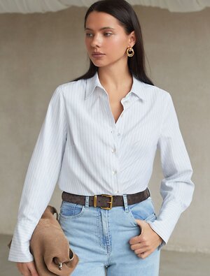 VILATTE Блузка 587384 D29.300 белый-синий