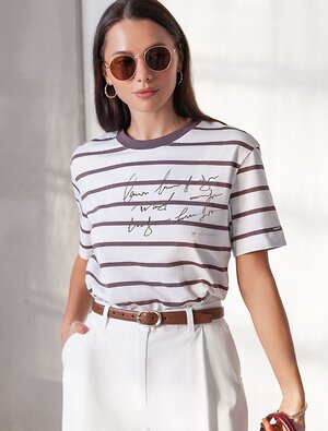 VILATTE Футболка 587404 D49.145 белый-кофе_be different