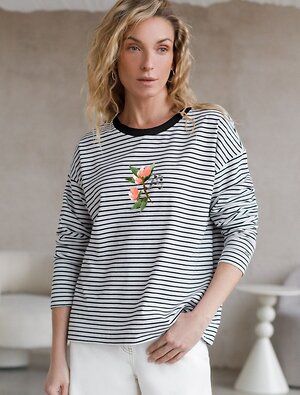 VILATTE Джемпер 587410 D49.148 белый-черный_цветок