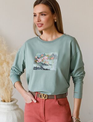 VILATTE Джемпер 587412 D49.148 св.оливковый_пейзаж