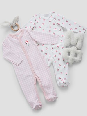 MARK FORMELLE Комбинезон 587625 14005-1-2 розовая клетка на белом +клубничка на белом