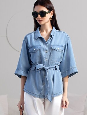 VILATTE Блузка 588350 D59.020 светло-голубой