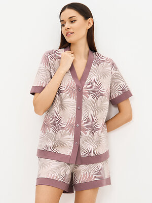 Omsa Пижама 588819 OmD 0240D SELVATICA Пижама принт. женская (Рубашка кор.рукав+Шорты), CO Rosa Cashmere (Розовый)