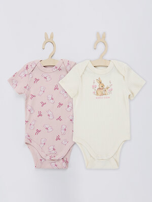 MARK FORMELLE Боди детское 588991 13015-2 молочный +бантики и зайки на розовом