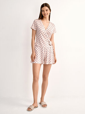 SiSi Пижама 589385 DSi_F SIESTA 0329VI Пижама женская ( Блузка с запахом+шорты) Cipria (Розовый)