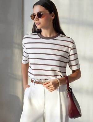 VILATTE Футболка 589802 D49.144 белый-кофе