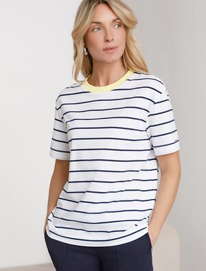 VILATTE Футболка 589803 D49.144 белый-т.синий-лимонный