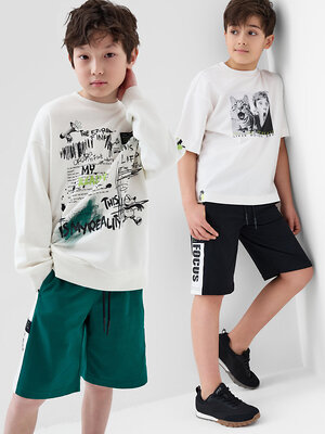 PLAYTODAY Шорты 590203 12611237 черный,темно-зеленый,белый