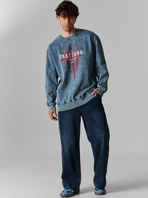 MARK FORMELLE Свитшот 590565 121873/1 ACID WASH графит +печать
