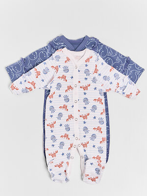 MARK FORMELLE Комбинезон 591363 14005-1-2 крабики и медузы на полоске +киты на синем