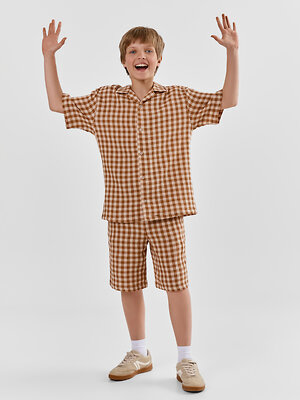 MARK FORMELLE Рубашка 591451 113467 коричневая клетка виши