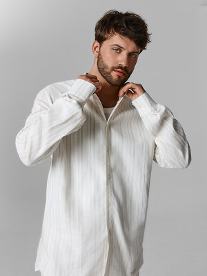 MARK FORMELLE Рубашка 591453 121980-1 св.серая полоска на молочном