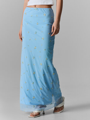 MARK FORMELLE Юбка 591592 152832 цветочки на св.голубом