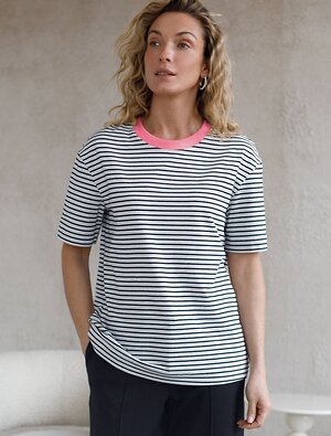 VILATTE Футболка 591691 D49.144 белый-черный-св.коралл