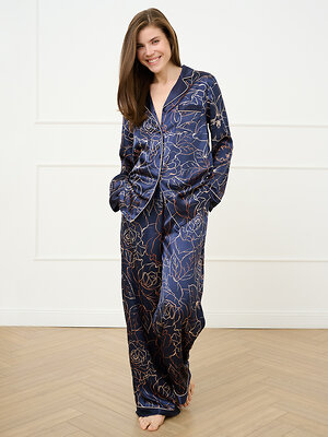 Omsa Пижама 591712 OmD 0232D ROSA Пижама жен. (Рубашка+Брюки прямые), PL Blu/Multicolor (Мультиколор)