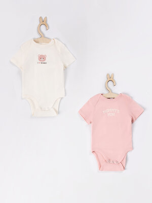 MARK FORMELLE Боди детское 592202 13015-2 молочный +серебристо -розовый +печать