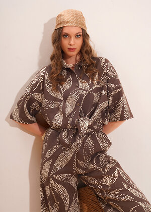 CLEVER Блузка 592484 263298/206лвн коричневый/св.бежевый