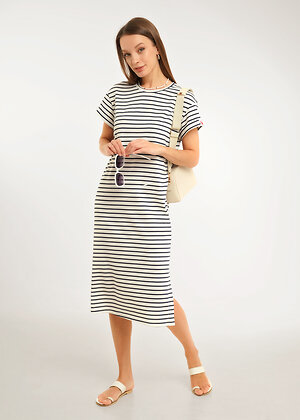 CLEVER Платье 592486 LDR26-1234/2 молочный/т.синий