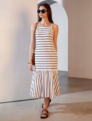 VILATTE Платье 592972 D42.126 белый-т.синий