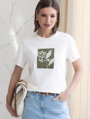 VILATTE Футболка 592994 D49.163 молочный_ветка