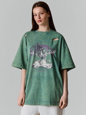 MARK FORMELLE Футболка 593477 112953R ACID WASH на зеленом +печать