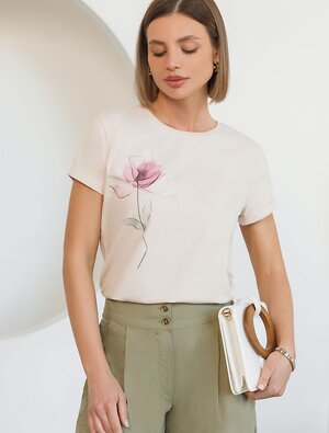 VILATTE Футболка 595031 D49.097 овсяный_цветок