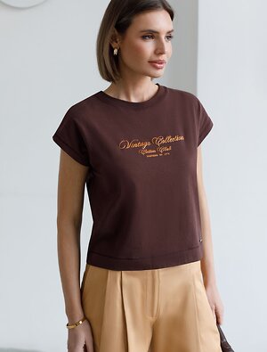 VILATTE Футболка 596639 D49.173 шоколад_vintage