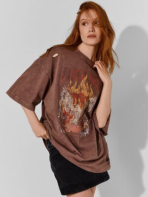 MARK FORMELLE Футболка 598353 112953R ACID WASH на бордово-сером +печать