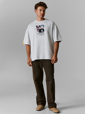 MARK FORMELLE Футболка 598374 111892 ACID WASH на св.сером +печать